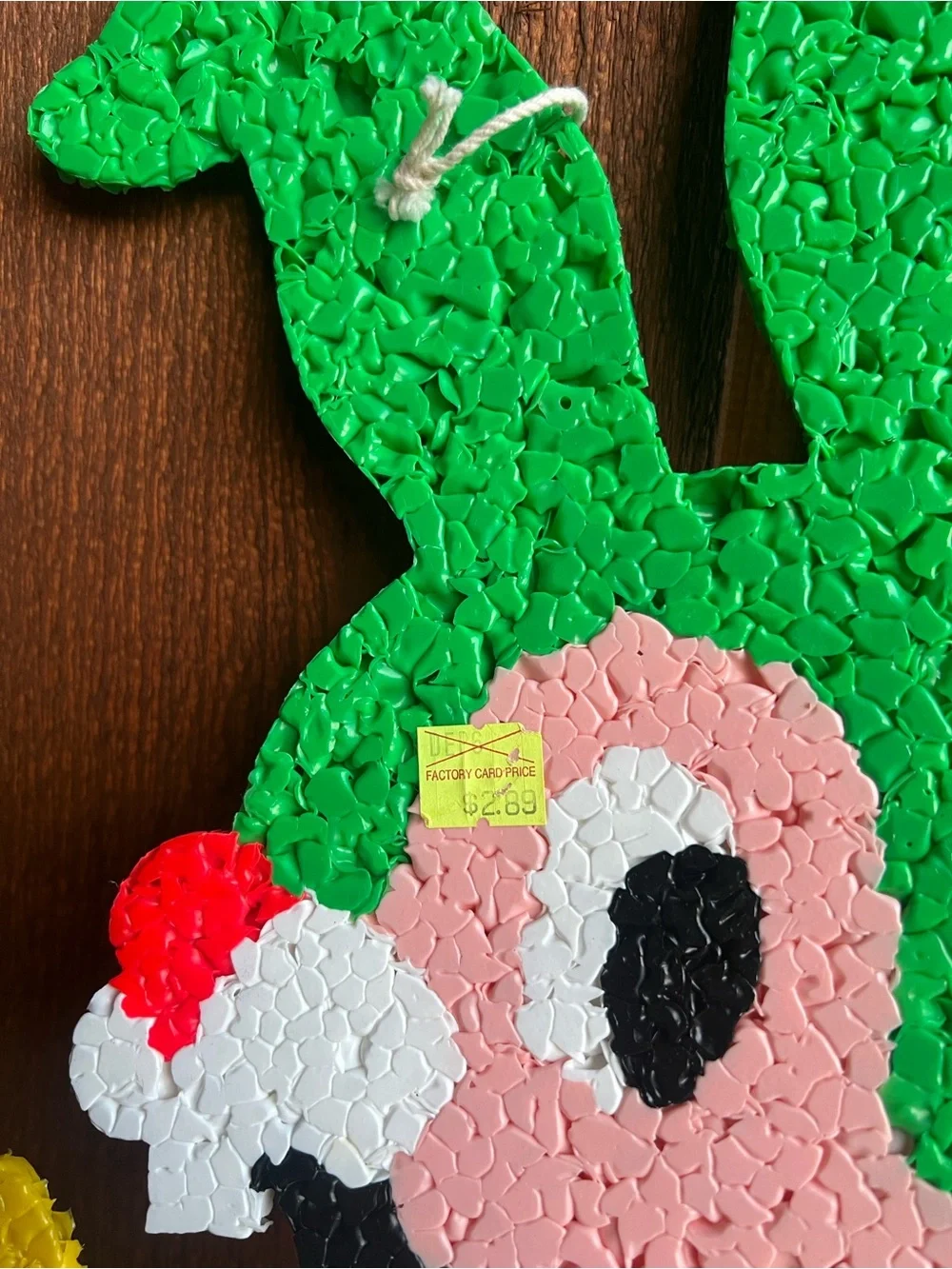 Vintage Melted Plastic Popcorn Easter Bunny Basket Eggs Wall Decor Retro